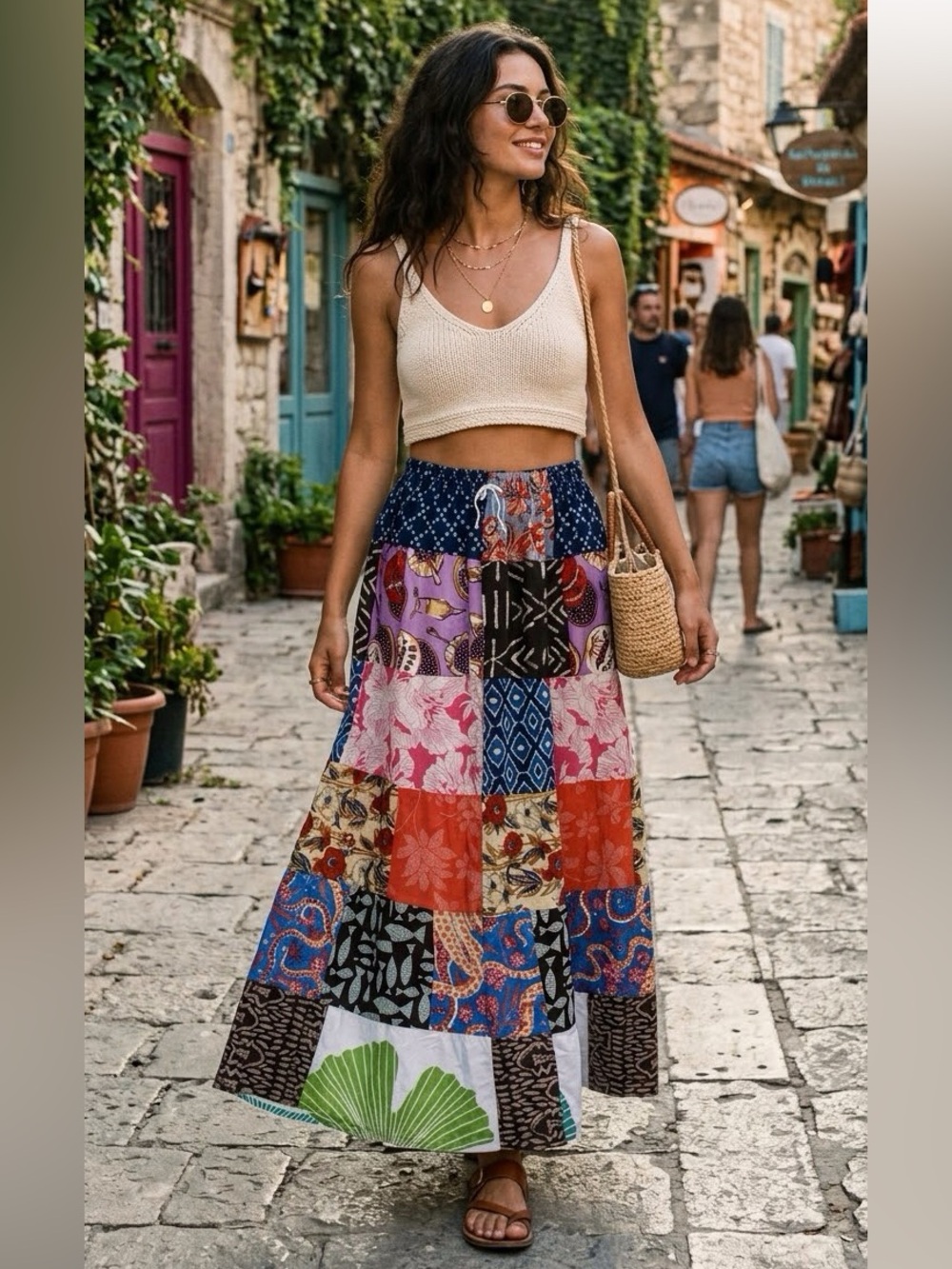 Ashley Taylor / Multicolor Patchwork Maxi Skirt - One/Size - NWOT